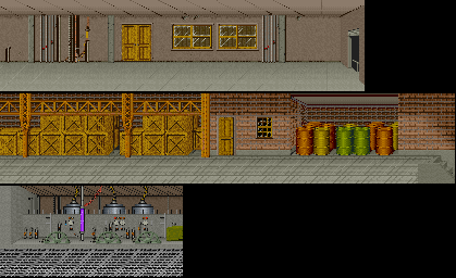 Thumbnail for a map of Stage 4: Secret Factory for the Arcade game 64th Street: A Detective Story.