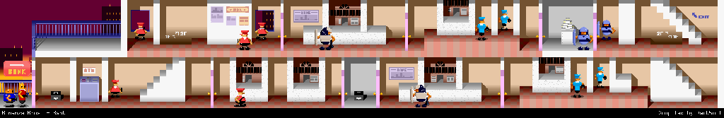 Thumbnail for a map of Stage 01: Bank for the Arcade game Bonanza Bros..