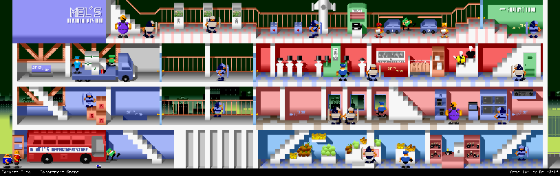 Thumbnail for a map of Stage 05: Department Store for the Arcade game Bonanza Bros..
