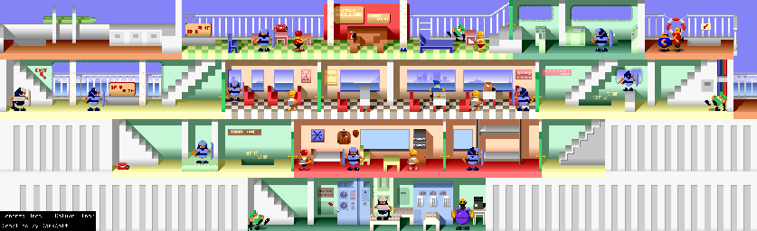 Thumbnail for a map of Stage 09: Deluxe Liner for the Arcade game Bonanza Bros..