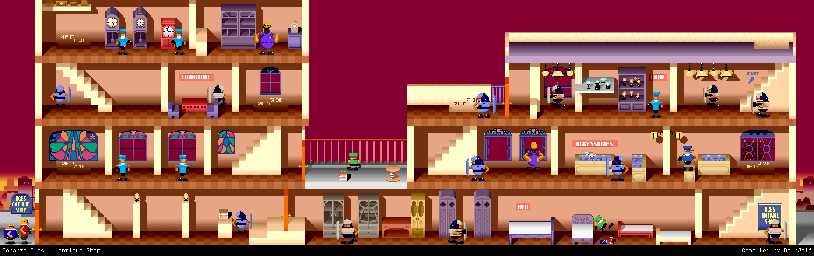 Thumbnail for a map of Stage 10: Antique Shop for the Arcade game Bonanza Bros..