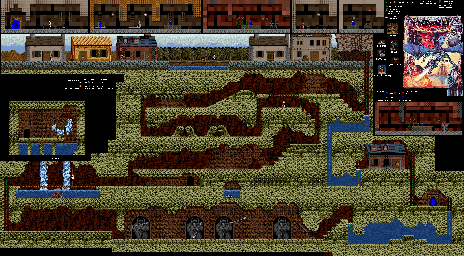 Thumbnail for a map of 2nd Area: Village Of Marinade, Catacombs & The Tunnels Of Brick for the Arcade game Cadash.
