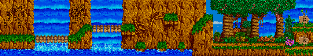 Thumbnail for a map of Stage 2 for the Arcade game Caveman Ninja.