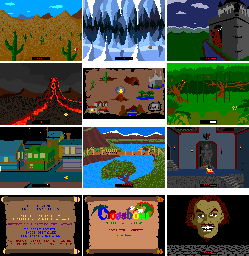 Thumbnail for a map of Levels for the Arcade game Crossbow.