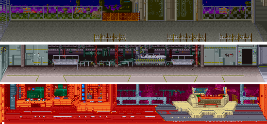 Thumbnail for a map of Mission 3: Military Base for the Arcade game Denjin Makai.