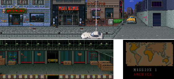 Thumbnail for a map of Mission 1: America for the Arcade game Double Dragon 3: The Rosetta Stone.