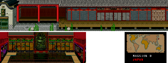 Thumbnail for a map of Mission 3: Japan for the Arcade game Double Dragon 3: The Rosetta Stone.
