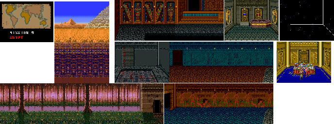 Thumbnail for a map of Mission 5: Egypt for the Arcade game Double Dragon 3: The Rosetta Stone.