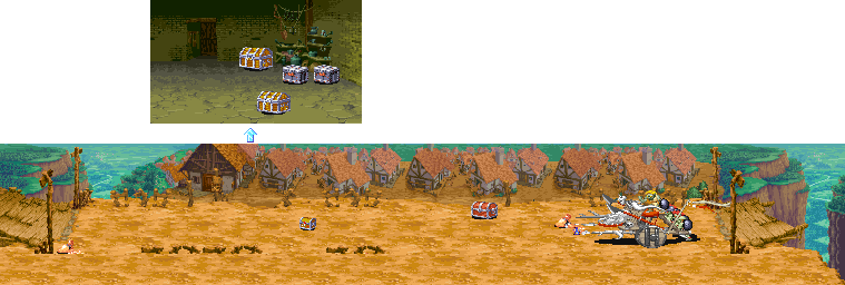 Thumbnail for a map of Stage 2: The Village Of Trintan for the Arcade game Dungeons & Dragons: Shadow Over Mystara.