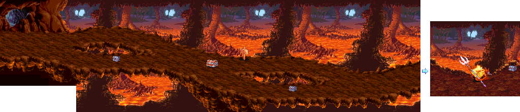 Thumbnail for a map of Stage 9a: Land Of Fire for the Arcade game Dungeons & Dragons: Shadow Over Mystara.