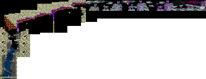 Thumbnail for a map of Stage 3: Baron Rankle's Tower, Horrible Faced Mountain for the Arcade game Ghouls 'N Ghosts.