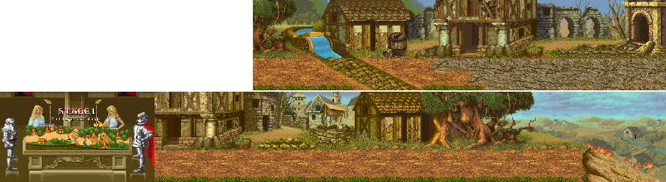 Thumbnail for a map of Stage 1: Village On Fire for the Arcade game Knights Of The Round.