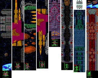 Thumbnail for a map of Missions for the Arcade game Omega Fighter.