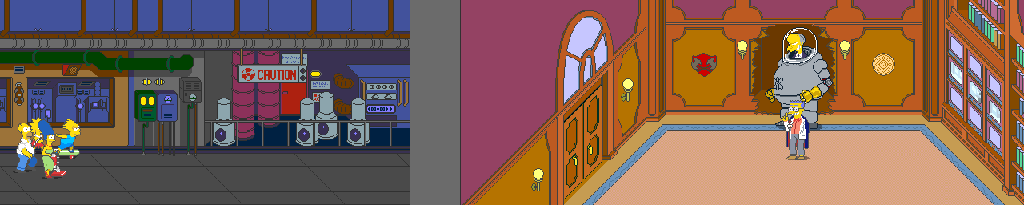 Thumbnail for a map of Stage 8: Springfield Nuclear Power Plant for the Arcade game The Simpsons.