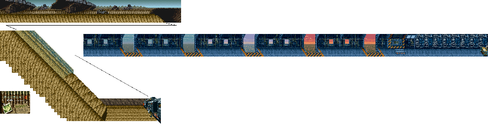 Thumbnail for a map of Mission 5: Showdown- To The Sky, A Field Of Death. for the Arcade game Undercover Cops.