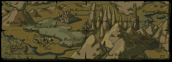 Thumbnail for a map of World (In-Game Map) for the Arcade game Warrior Blade: Rastan Saga Episode III.