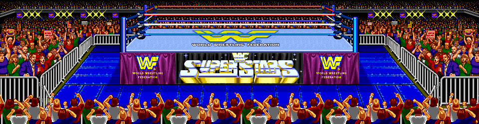 Thumbnail for a map of Super Stars Ring (Animated) Super Stars Ring (Outside) (Animated) for the Arcade game WWF WrestleFest.