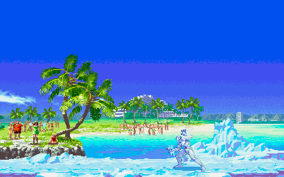 Thumbnail for a map of Ice On The Beach for the Arcade game X-Men: Children Of The Atom.
