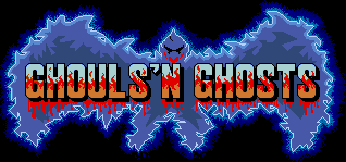 Title screen for the Arcade game Ghouls 'N Ghosts.