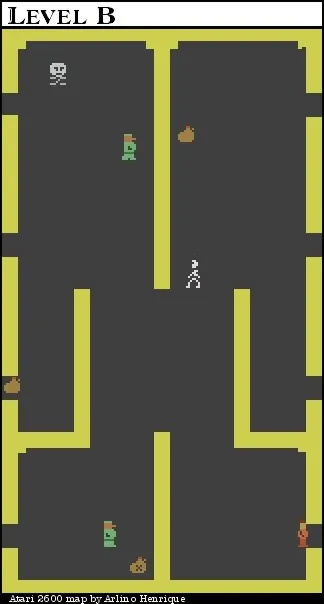 Thumbnail for a map of Level B for the Atari 2600 game Dark Chambers.