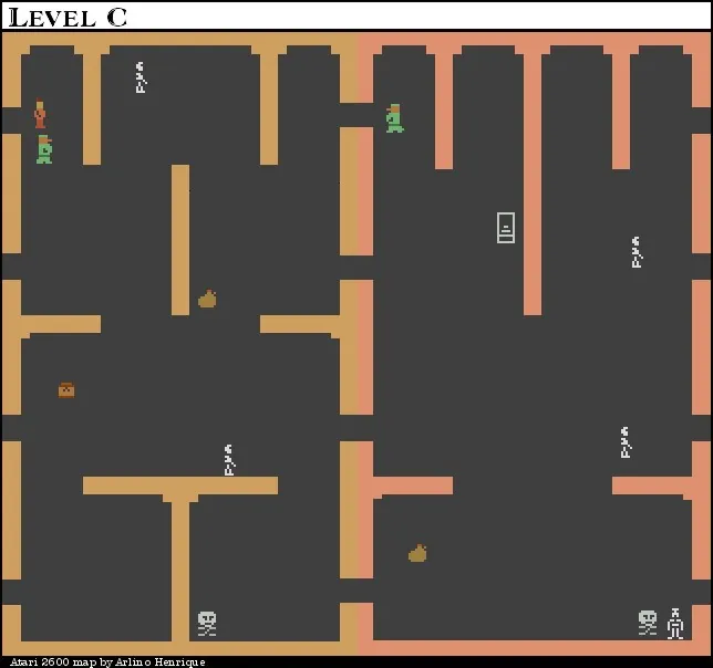 Thumbnail for a map of Level C for the Atari 2600 game Dark Chambers.
