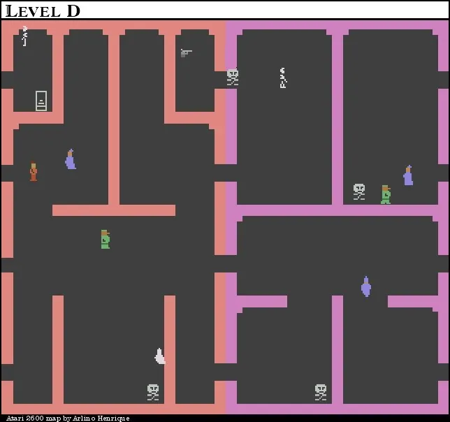Thumbnail for a map of Level D for the Atari 2600 game Dark Chambers.