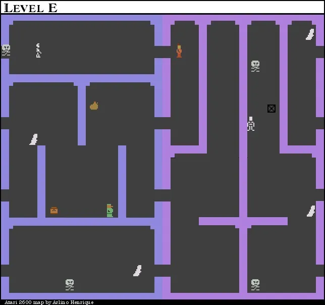 Thumbnail for a map of Level E for the Atari 2600 game Dark Chambers.