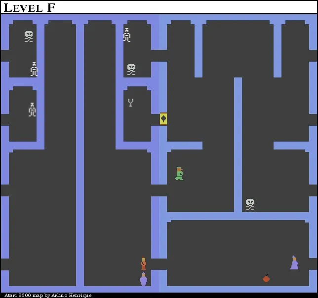 Thumbnail for a map of Level F for the Atari 2600 game Dark Chambers.