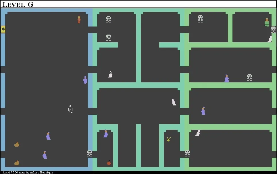 Thumbnail for a map of Level G for the Atari 2600 game Dark Chambers.