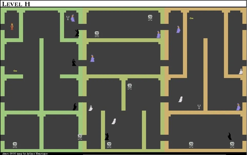 Thumbnail for a map of Level H for the Atari 2600 game Dark Chambers.