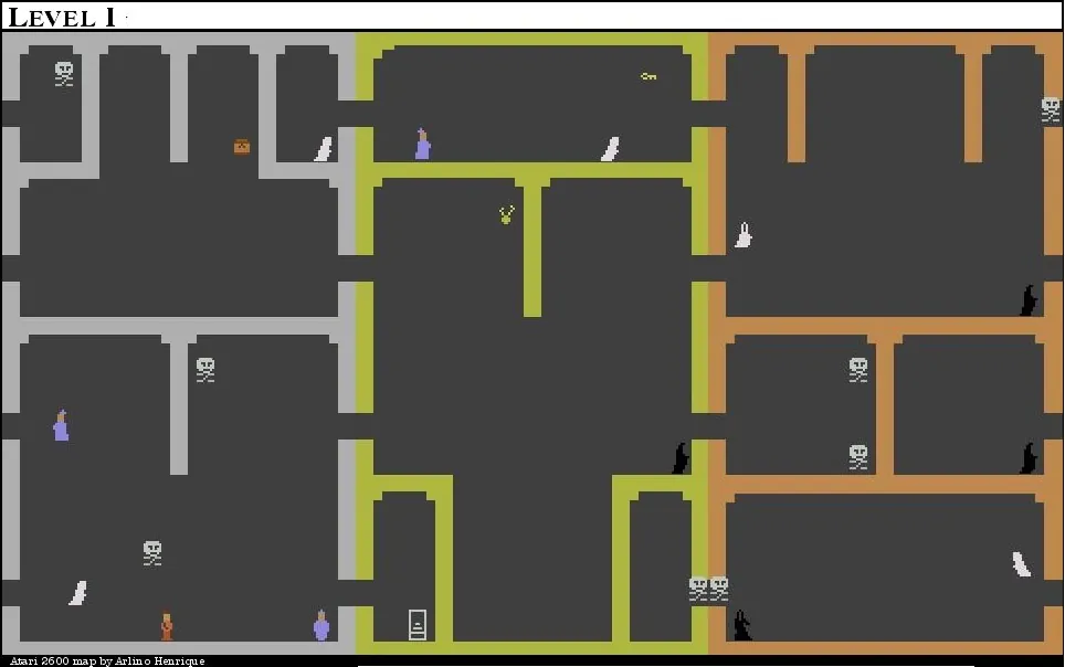 Thumbnail for a map of Level I for the Atari 2600 game Dark Chambers.