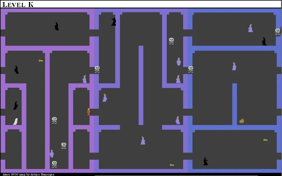 Thumbnail for a map of Level K for the Atari 2600 game Dark Chambers.