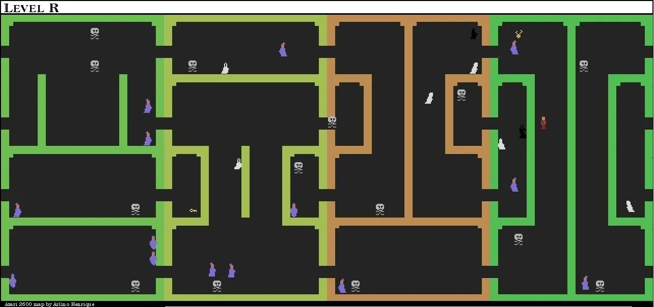 Thumbnail for a map of Level R for the Atari 2600 game Dark Chambers.