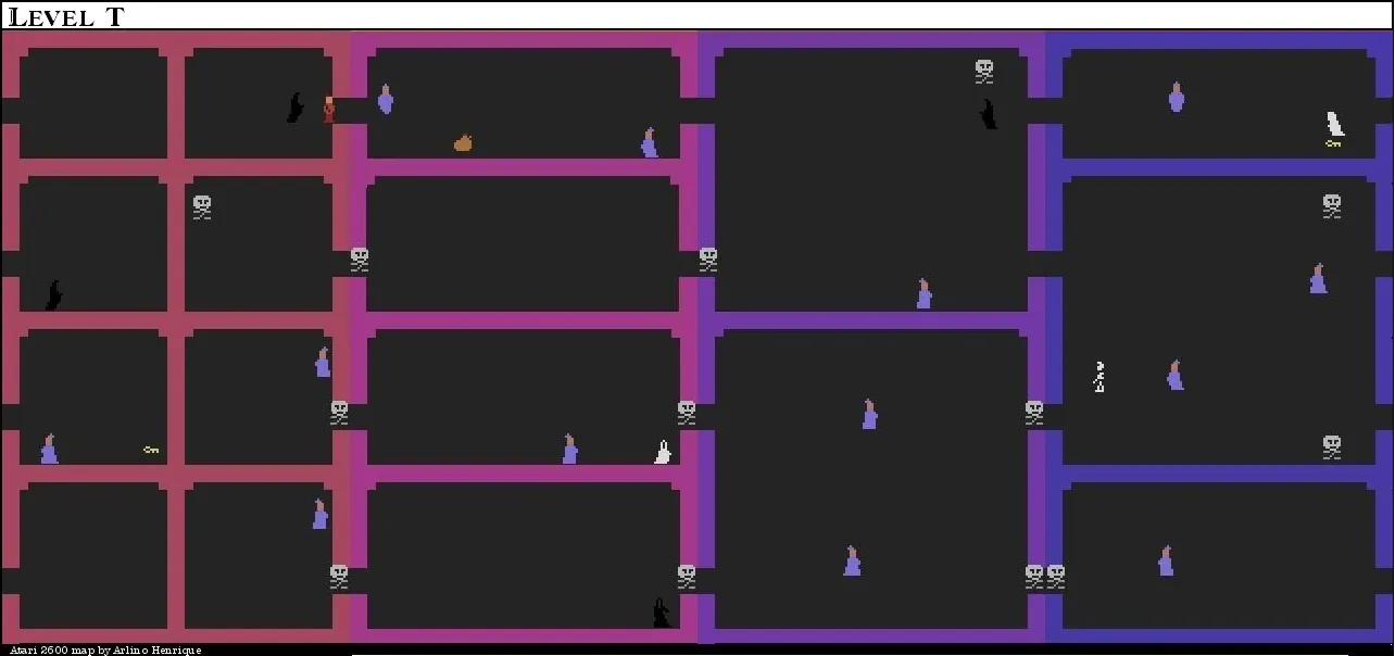 Thumbnail for a map of Level T for the Atari 2600 game Dark Chambers.