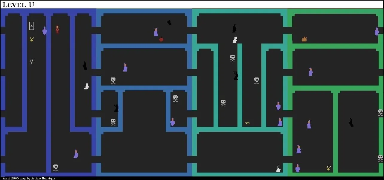 Thumbnail for a map of Level U for the Atari 2600 game Dark Chambers.