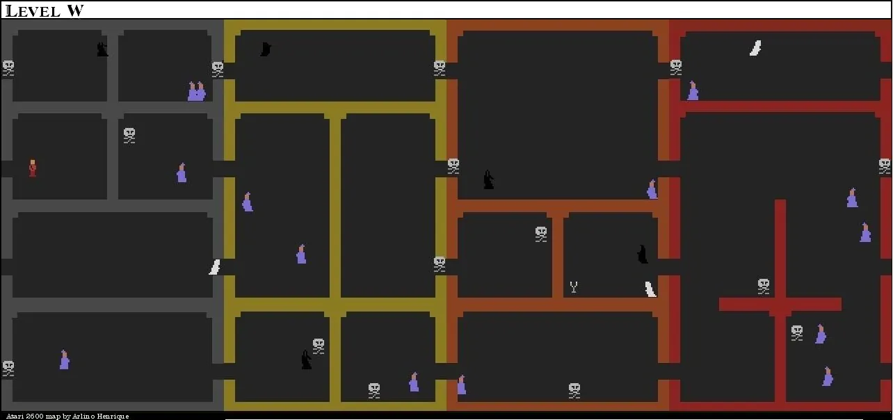 Thumbnail for a map of Level W for the Atari 2600 game Dark Chambers.