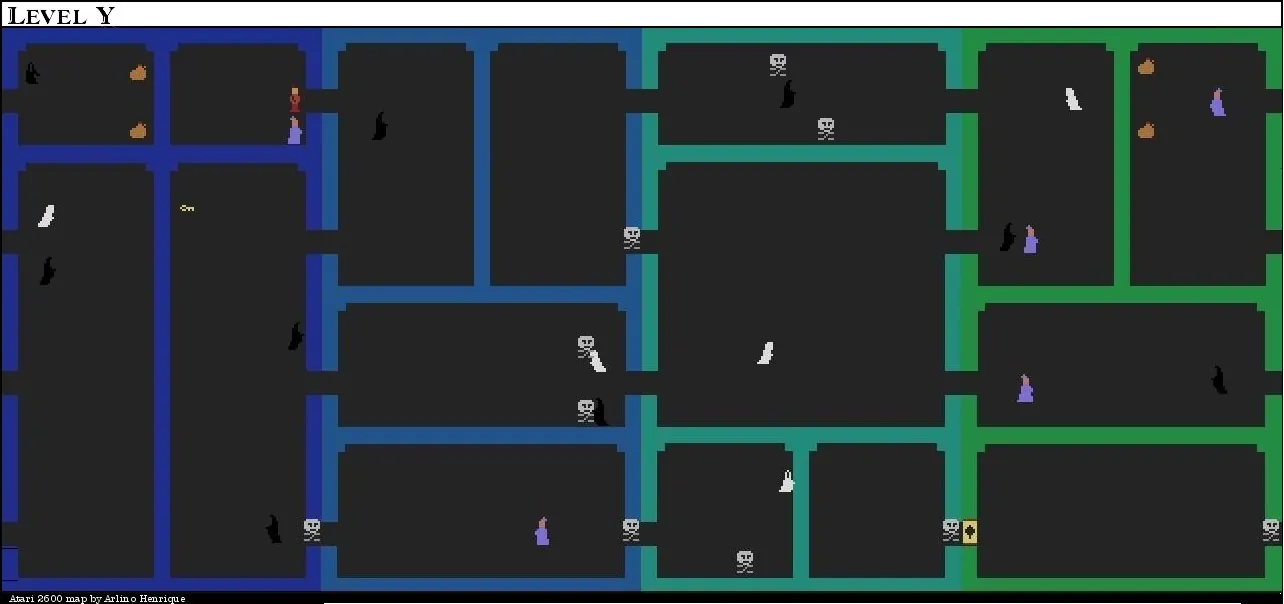 Thumbnail for a map of Level Y for the Atari 2600 game Dark Chambers.