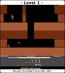 Thumbnail for a map of Level 1 for the Atari 2600 game H.E.R.O..