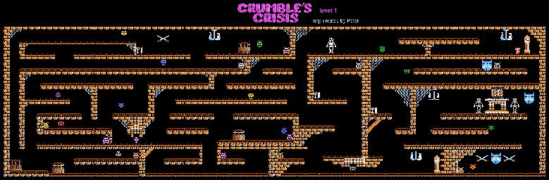 Thumbnail for a map of Level 1 for the Atari 8-bit game Crumble's Crisis.