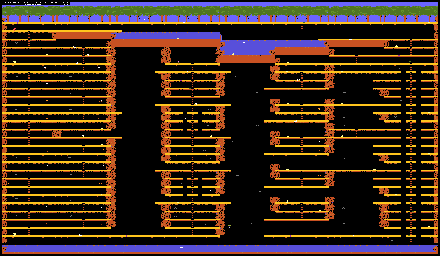 Thumbnail for a map of Level 1 for the Atari 8-bit game Pitfall II: Lost Caverns.
