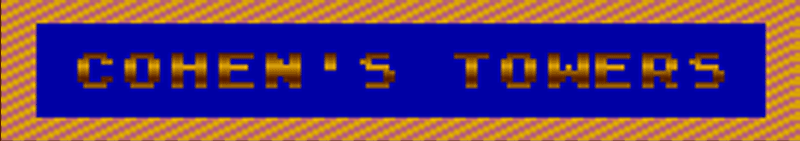 Title screen for the Atari 8-bit game Cohen's Towers.