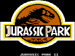 Title screen for the Atari 8-bit game Jurassic Park II.