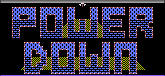 Title screen for the Atari 8-bit game Power Down.
