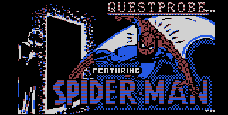 Title screen for the Atari 8-bit game Questprobe #2 - Spider-Man.