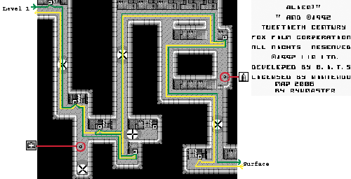 Thumbnail for a map of Air Duct (A) for the Game Boy game Alien 3.
