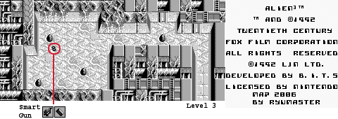 Thumbnail for a map of Alien Nest (4) for the Game Boy game Alien 3.