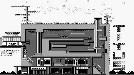 Thumbnail for a map of Level 1 for the Game Boy game The Blues Brothers.