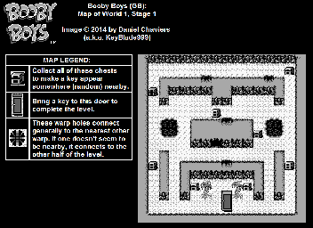 Thumbnail for a map of World 1 Stage 1 for the Game Boy game Booby Boys.