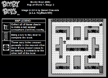 Thumbnail for a map of World 1 Stage 2 for the Game Boy game Booby Boys.