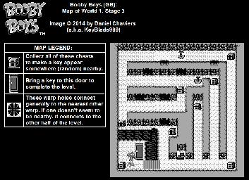 Thumbnail for a map of World 1 Stage 3 for the Game Boy game Booby Boys.